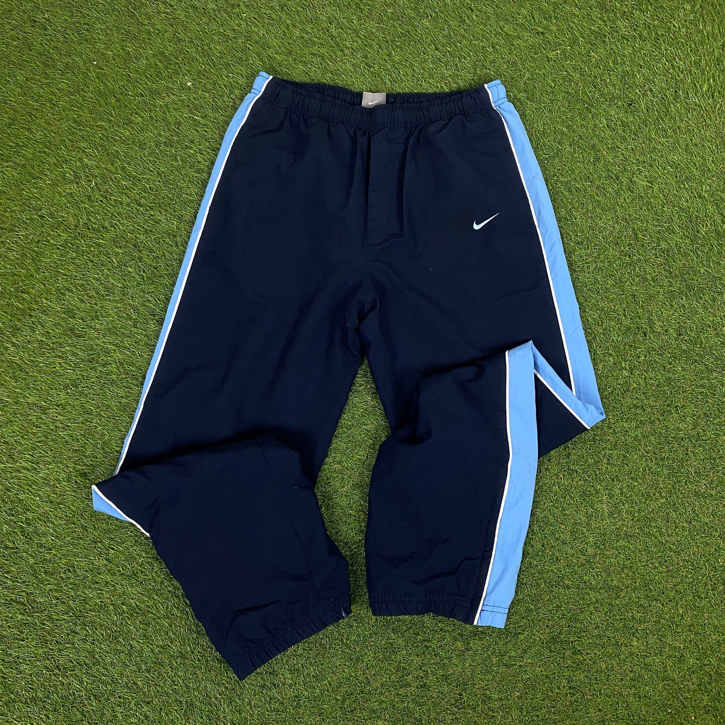00s Nike Piping Windbreaker Jacket + Joggers Set Blue Medium