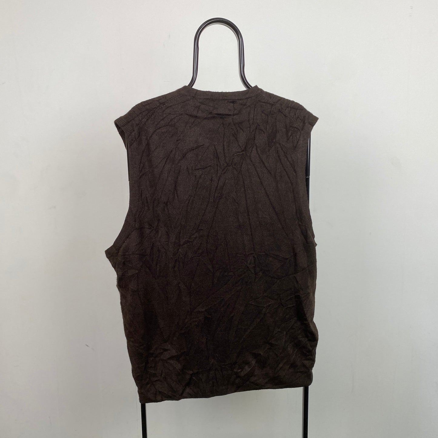 Retro Knitted Sweater Vest Sweatshirt Brown XXL