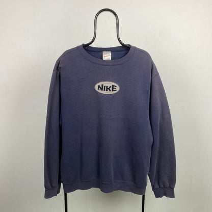 90s Nike Badge Sweatshirt Blue Large
