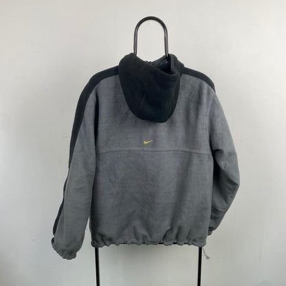 00s Nike Tn Hex Reversible Fleece Coat Jacket Black Grey Small