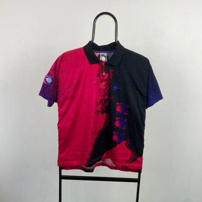 90s Nike Challenge Court Polo Shirt T-Shirt Black Medium