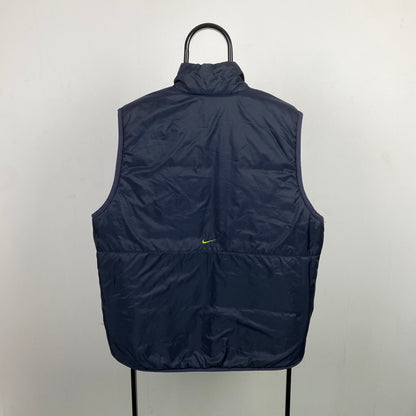 90s Nike Reversible Puffer Gilet Jacket Blue Green Medium