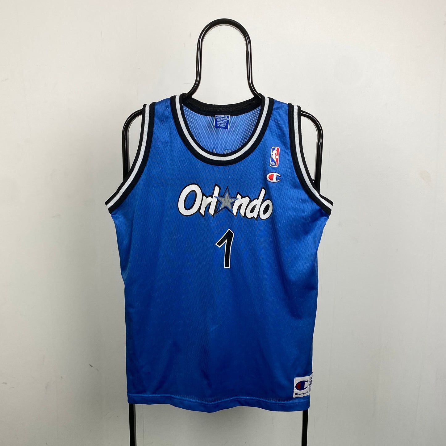 Retro Champion Orlando Magic Hardaway Basketball Vest T-Shirt Blue Small