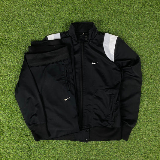 00s Nike Windbreaker Jacket + Joggers Set Black Medium
