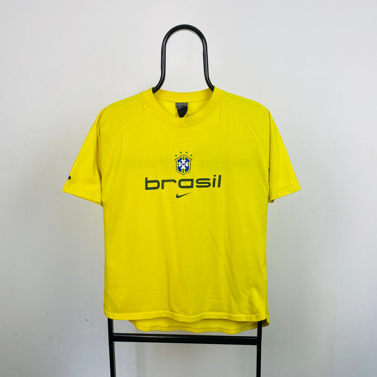 00s Nike Brazil Football Shirt T-Shirt Yellow Small