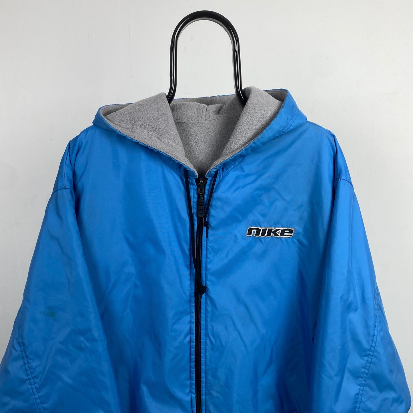 90s Nike Reversible Puffer Fleece Jacket Blue Large