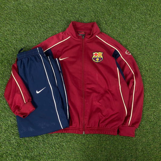 90s Nike Barcelona Windbreaker Jacket + Joggers Tracksuit Set Red XS