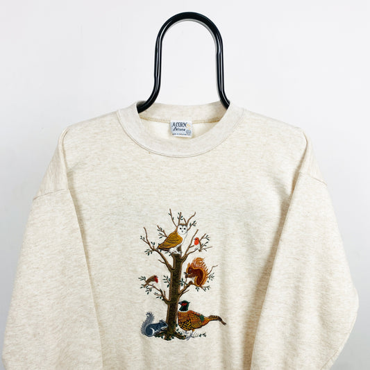Retro Animal Woodland Sweatshirt Brown Small