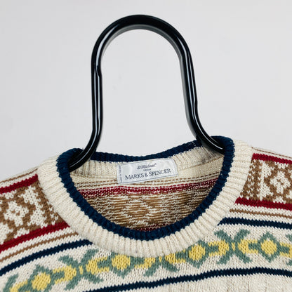Retro St Michael Knit Sweatshirt Brown Large