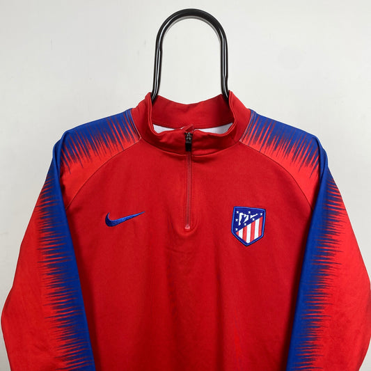 00s Nike Atletico Madrid 1/4 Zip Sweatshirt Red XL