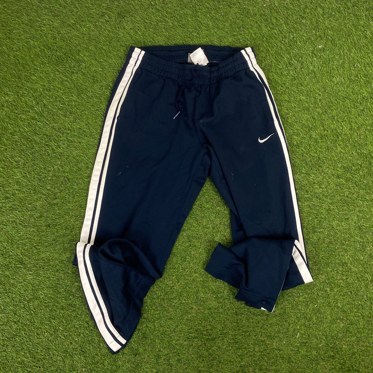 00s Nike Piping Windbreaker Jacket + Joggers Set Blue Small