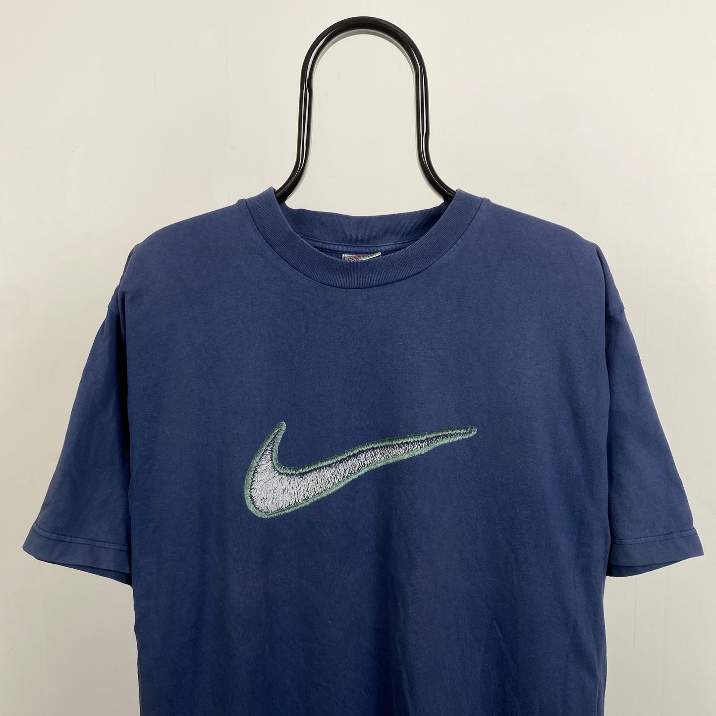 90s Nike Swoosh T-Shirt Blue Large