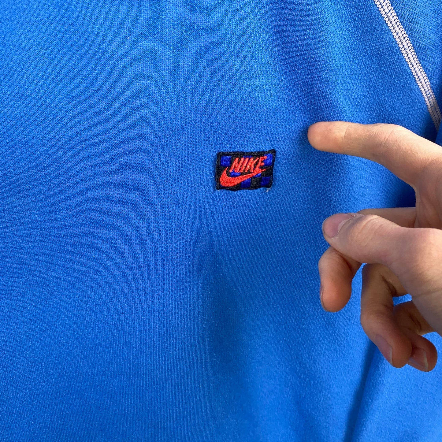80s Nike John McEnroe Checkerboard Sweatshirt Blue Medium