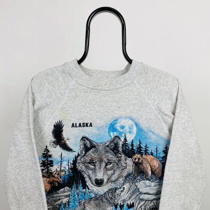 Retro Wolf Sweatshirt Grey Small
