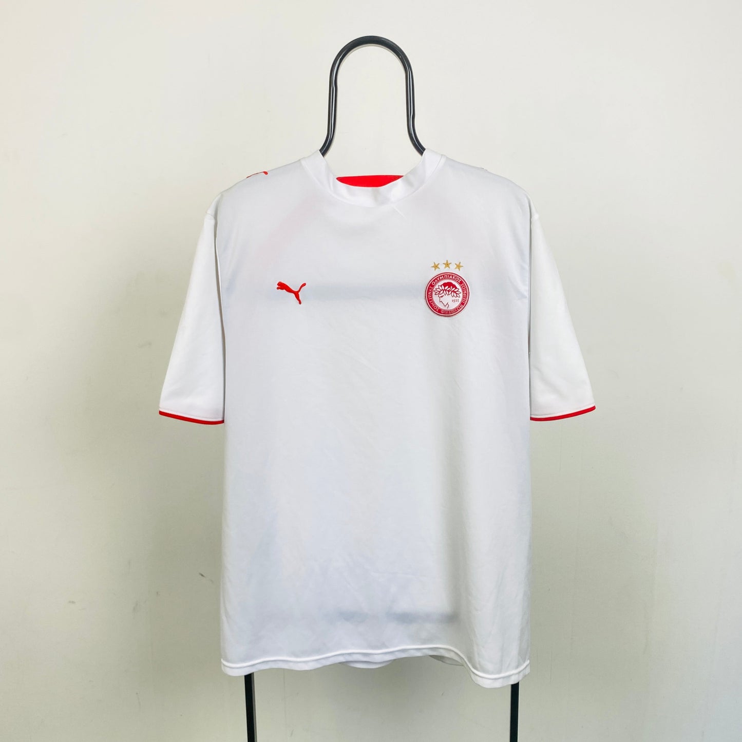 Retro Puma Olympiakos Football Shirt T-Shirt White XL