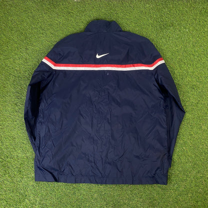 00s Nike Piping Windbreaker Tracksuit Set Jacket + Joggers Blue XL