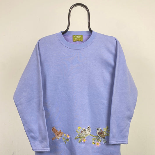 Retro Bird Sweatshirt Purple Small