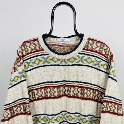 Retro St Michael Knit Sweatshirt Brown Large