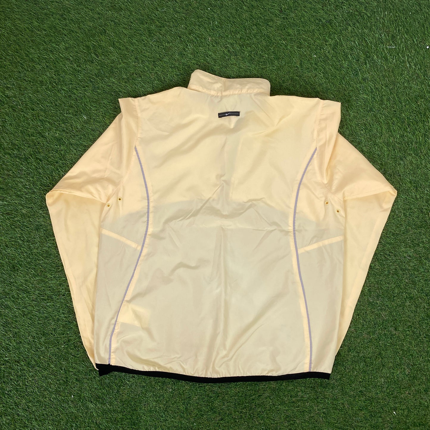 00s Nike Asymmetrical Zip Windbreaker Jacket + Joggers Set Yellow Medium