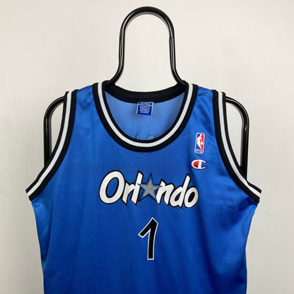 Retro Champion Orlando Magic Hardaway Basketball Vest T-Shirt Blue Small