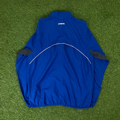 00s Nike Piping Windbreaker Jacket + Joggers Set Blue Small