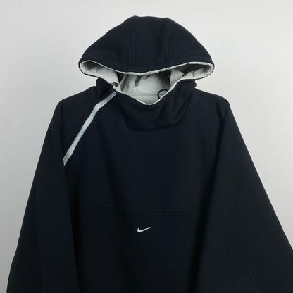 90s Nike Reversible Side Winder Fleece Coat Jacket Black Large