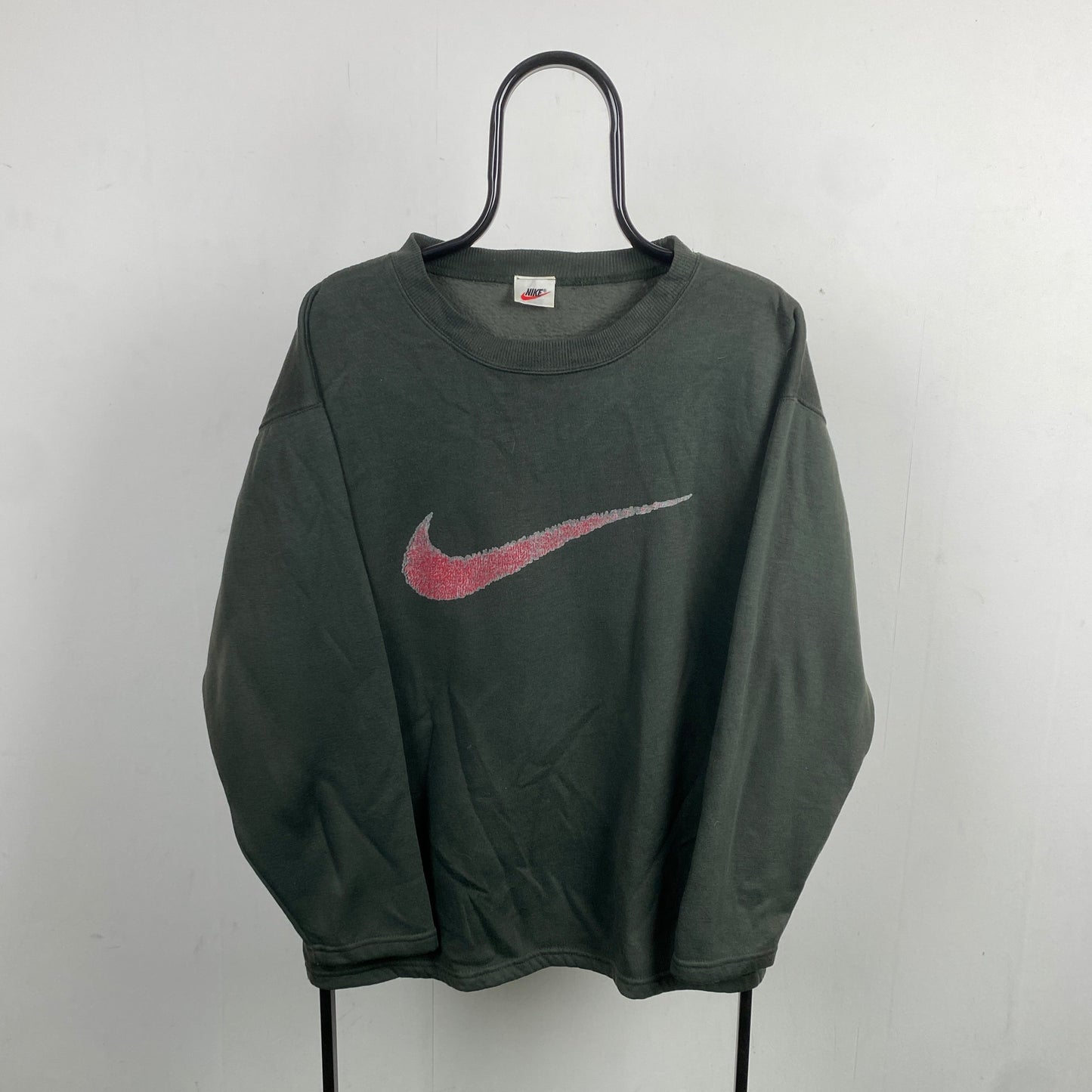 90s Nike Swoosh Sweatshirt Green XL