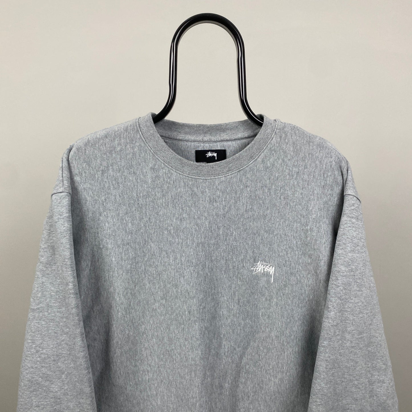 Retro 00s Stussy Sweatshirt Grey Large
