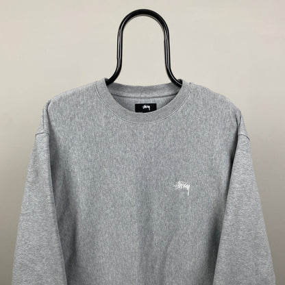 Retro 00s Stussy Sweatshirt Grey Large