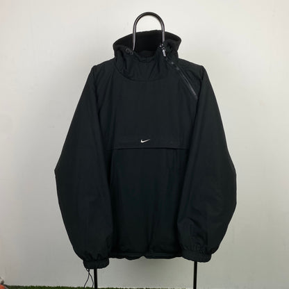 90s Nike Reversible Sidewinder Fleece Coat Jacket Black Medium