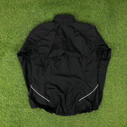 00s Nike Piping Windbreaker Tracksuit Set Jacket + Joggers Black XL