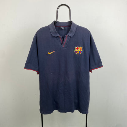 90s Nike Barcelona Football Shirt T-Shirt Blue Large