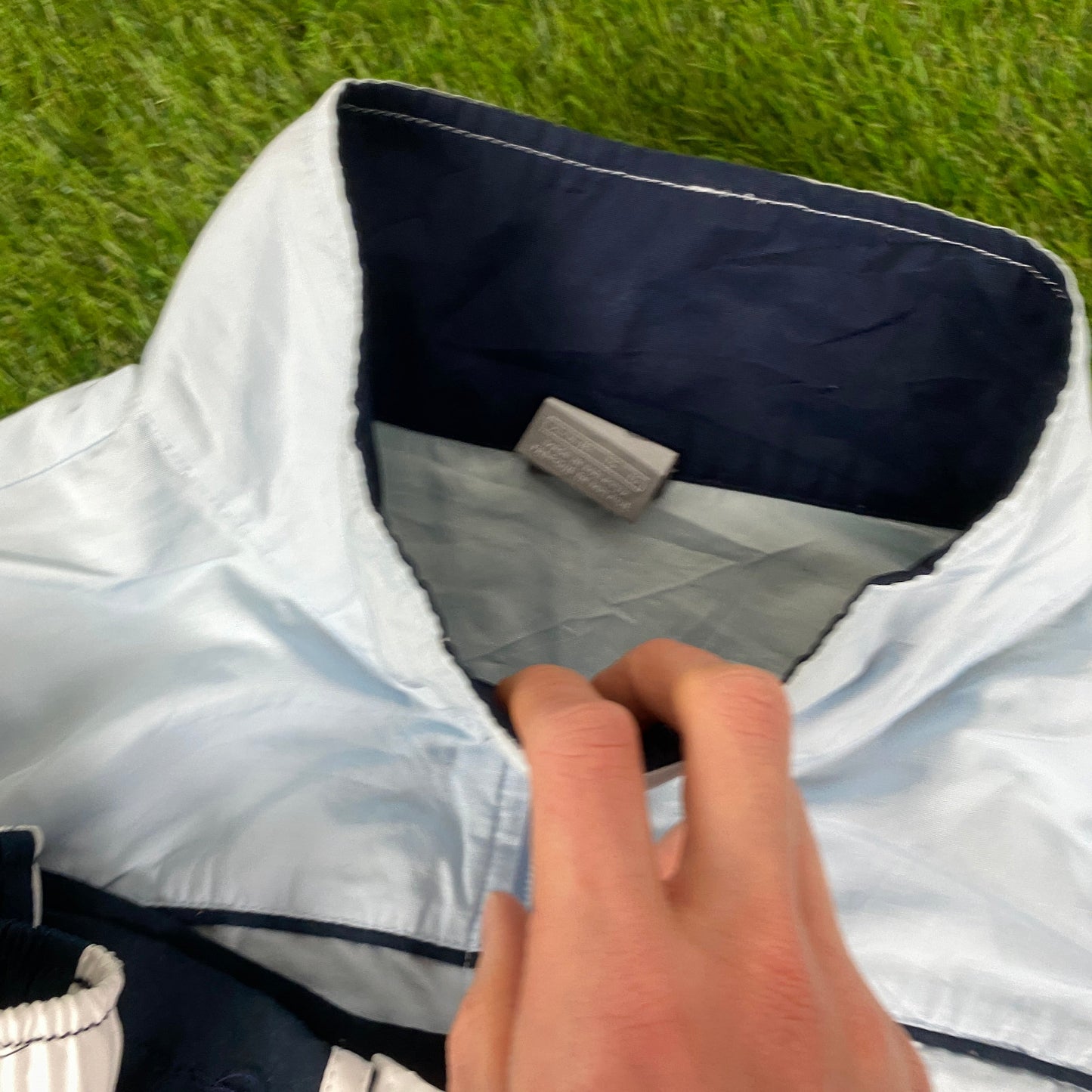 00s Nike Piping Tracksuit Jacket + Joggers Set Baby Blue Large