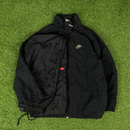 00s Nike Windbreaker Jacket + Joggers Set Black Small