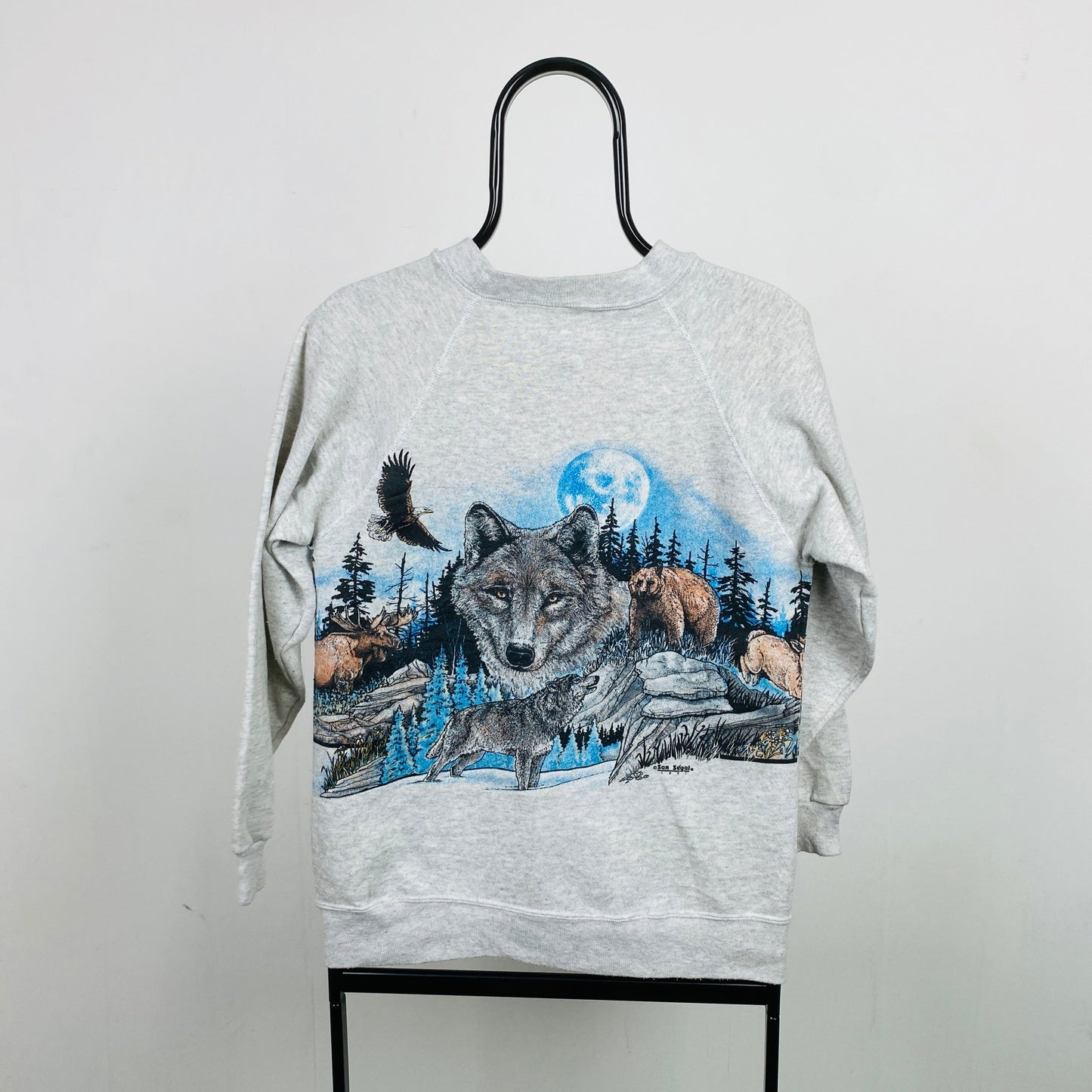 Retro Wolf Sweatshirt Grey Small