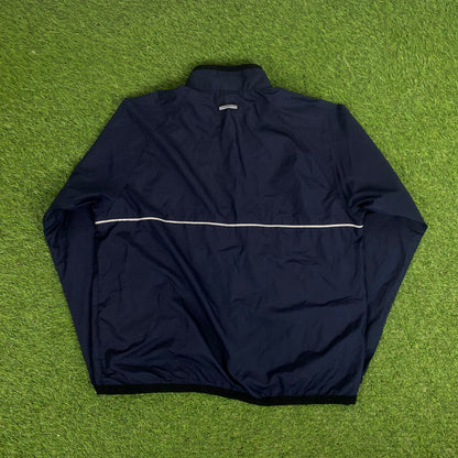 00s Nike Piping Windbreaker Jacket + Joggers Set Blue Small