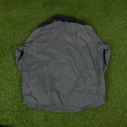 00s Nike Piping Windbreaker Tracksuit Set Jacket + Joggers Grey XL