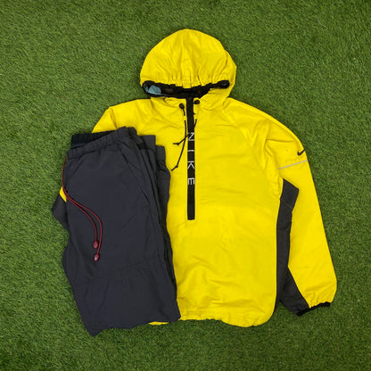 90s Nike Piping Jacket + Joggers Set Yellow Small