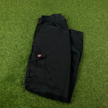 Retro Dickies Workwear Cargo Trousers Joggers Black Large