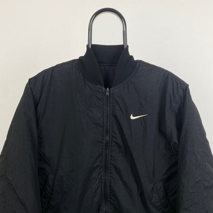 90s Nike Reversible Bomber Coat Jacket Black Small
