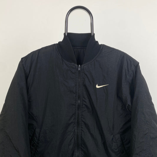 90s Nike Reversible Bomber Coat Jacket Black Small