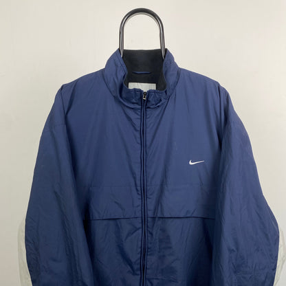 00s Nike Fleece Lined Puffer Coat Jacket Blue XXL