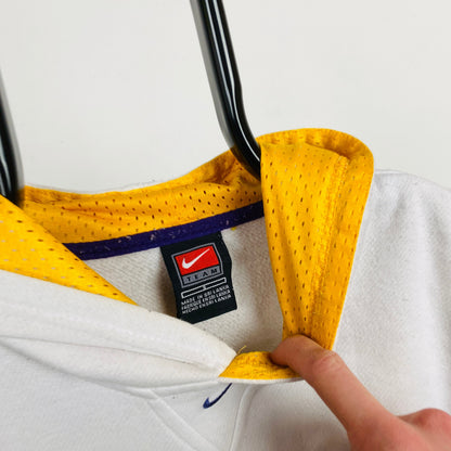 90s Nike Lakers Centre Swoosh Hoodie White XS