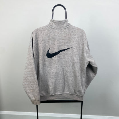90s Nike 1/4 Zip Sweatshirt Brown Small