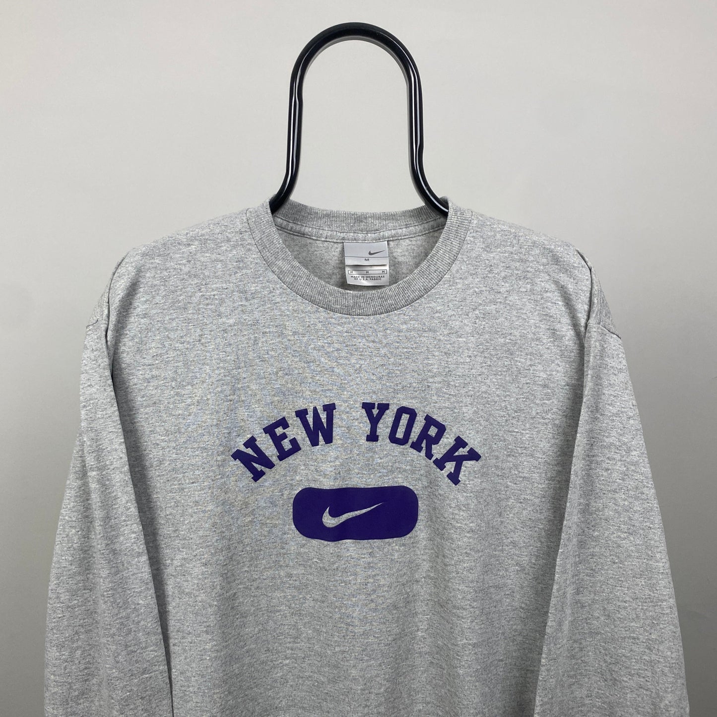 00s Nike New York Long Sleeve T-Shirt Grey Medium