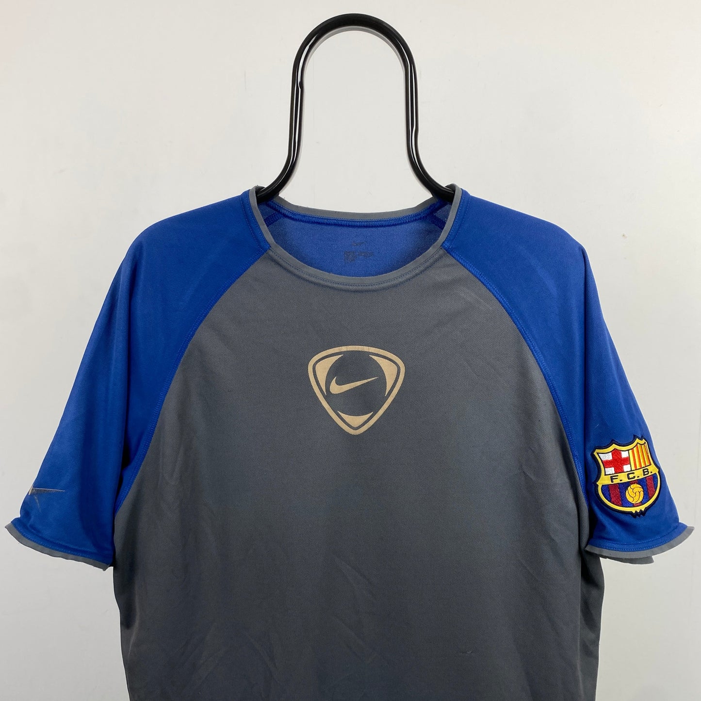 00s Nike Barcelona Football Shirt T-Shirt Grey Large