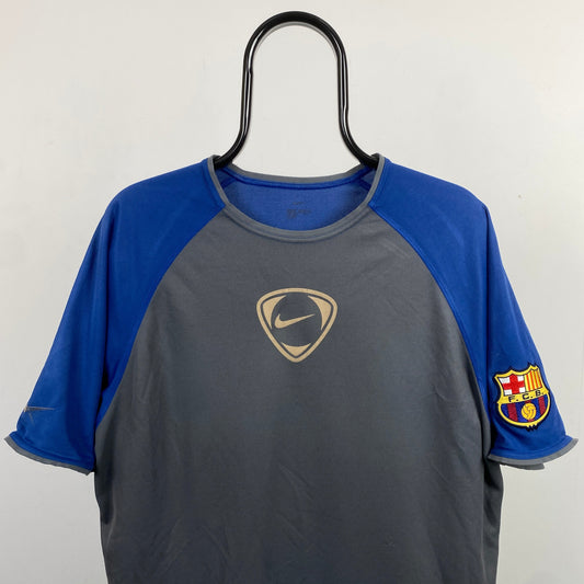 00s Nike Barcelona Football Shirt T-Shirt Grey Large
