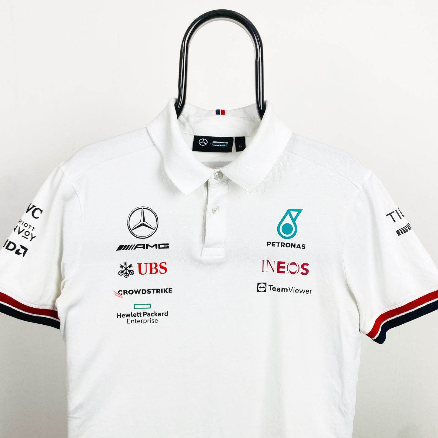 Retro Tommy Hilfiger Mercedes F1 Polo T-Shirt White Small