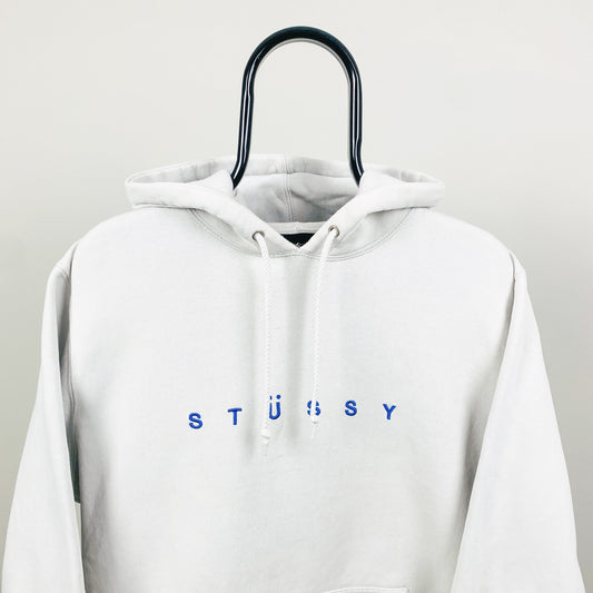 Retro 00s Stussy Hoodie White Large
