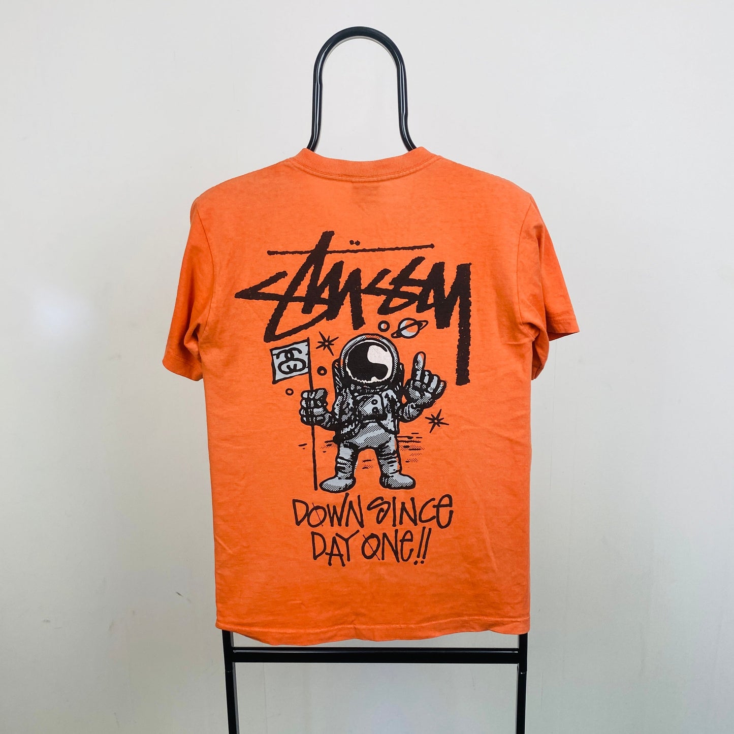Retro 00s Stussy T-Shirt Orange Small